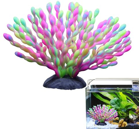 Generico Decorazione In Corallo Per Acquario - Corallo In Silicone Con Di Colore Morbide, Uva Marina Artificiale, Pianta Marina Imitazione, Statua Decorativa, Aspetto Realistico, Superficie Lu