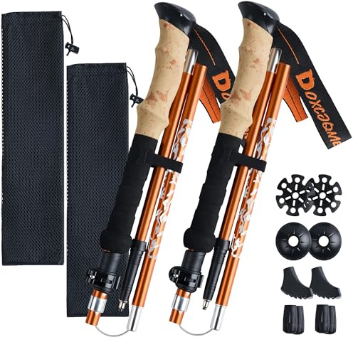 DOXCJQME Wanderstöcke Faltbar Aluminium 2PCS Trekkingstöcke Nordic Walking Stöcke Damen Herren 110-130cm Leichte Trekkingstöcke