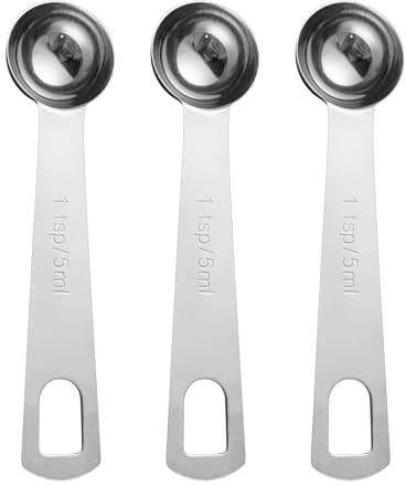 3Pcs 5ml Teaspoon Measuring Spoons Stainless Steel Metal Tablespoon Measuring Spoons Table Spoon Measure Scoop Kitchen Gadgets for Cooking&Baking