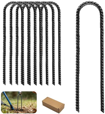 8 Stück Bodenanker Trampolin,30cm Erdanker Rostfrei,U-Typ Verzinkter Stahl Bodenanker,Zeltheringe für Sicherung Vordächern, Schaukel,Zäune,Fußballstange,Blumenständer