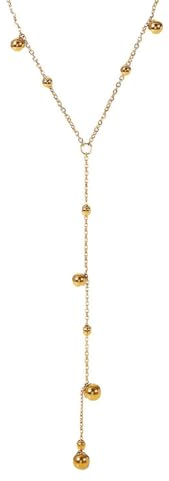 Sanixa Karma NH10435224 Y-Halskette Damen Gold 41 cm Kette Edelstahl Statementkette für Frauen modern Damenhalskette Edelstahlhalskette Geschenk für sie wasserfest hypoallergen