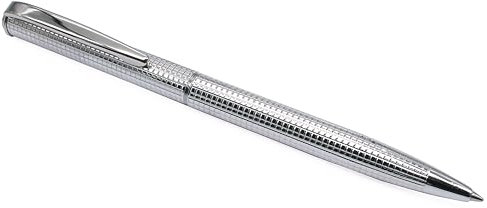 NYLOE - Kugelschreiber - 925 Sterlingsilber mit Antioxidationsbeschichtung - Gravierte Karomusterung - Wiederbefüllbar mit internationaler Standardnachfüllung - Handwerkliche - Hergestellt in Italien