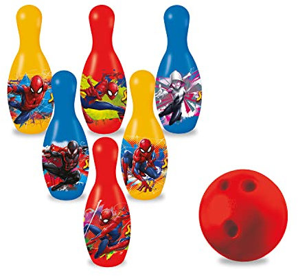 Mondo Toys - Set da Bowling Spiderman per bambini - INCLUDE 1 palla e 6 Birilli tema Spiderman - giocattoli di Sport - gioco per bambini 2 3 4 Anni - 28075