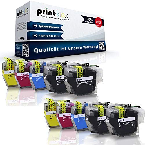 10x Print-Klex Tintenpatronen kompatibel für Brother MFC J 5330 DW MFC J 5330 DW XL MFC J 5335 DW MFC J 5730 DW LC-3219 LC3219 LC 3219 Black Cyan Magenta Yellow - Office Plus Serie
