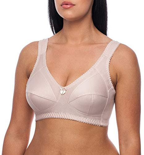 frugue Reggiseno Senza Ferretto Contenitivo Taglie Forti Pizzo Donna Beige IT 4D