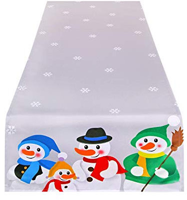 Delindo Lifestyle Tischläufer SCHNEEMANN Party, 40x140 cm, Bedruckt, Moderne graue Tischdecke zu Weihnachten