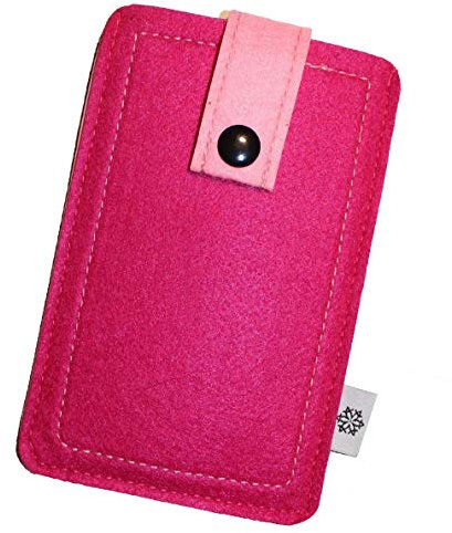 Davii Handy Filztasche für Apple iPhone XR / 11 mit Hülle, Schutztasche Robust, Handytasche mit Band Knopf, Rundumschutz, Etui weich Dealbude24 - XL Pink