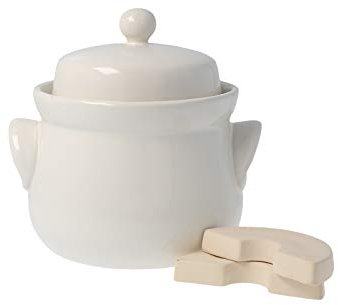 PureNature Pentola per fermentazione con pietra, 1 litro, colore: crema
