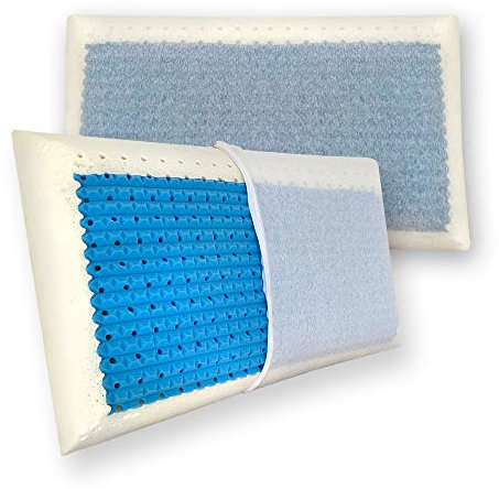 Comprarredo Coppia di Cuscini in memory polar gel forato traspiranti alti 16cm, freschi e ortopedici contro dolori al collo