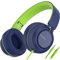 AILIHEN C8 Auriculares con Cable con Micrófono Auriculares Supraaurales Plegables y Ajustables Control de Volumen Sonido Estéreo HD Conector de 3,5 mm para Chromebook, Laptop（Azul Verde）