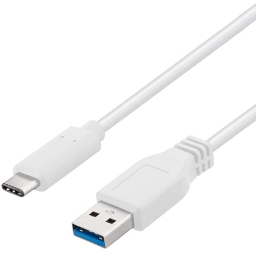 PremiumCord USB 3.2 Gen 1 Verbindungskabel, Datenkabel SuperSpeed bis zu 5Gbit/s, Ladenkabel bis zu 2A, Leistung 40W, USB Typ A Stecker auf USB Typ C Stecker, Farbe Weiß, Länge 0,5m