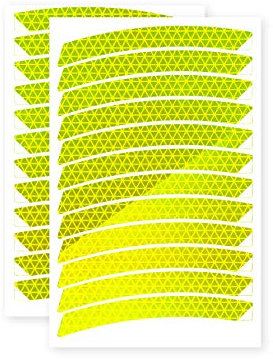 reflexsticker in Neon-Edition für Fahrradfelgen | 12 bis 24 Zoll Felgen | gelb oder orange | 24 Streifen im Set | Reflektoren-Aufkleber fürs Fahrrad, Kinder Laufrad, Anhänger, Dreirad (24ʺ, gelb)