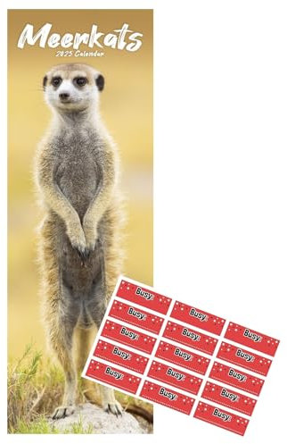 Erdmännchen schmaler Kalender 2021 | Hunderasse Slimline Kalender | 12 Monate | mit Organisationsaufklebern