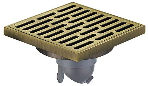Duschrinne Messing Ablaufrinne, Quadrat Bodenablauf Dusche Duschablauf sehr Flach Duschabfluss Duschablaufrinne Duschrinne for Küche, Bad, Dusche, Garage und Keller, 12x12cm (Color : Bronze)