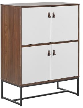 Beliani Moderne Kommode dunkler Holzfarbton/weiß 4 Türen Nueva