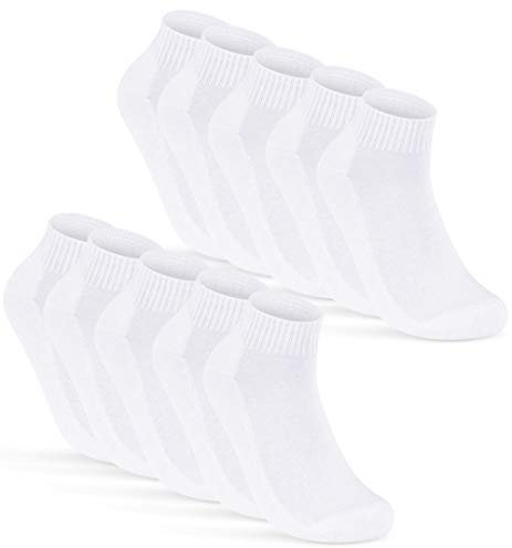 10 Paar Sneaker Socken Herren Weiß Quarter Sportsocken Damen Gepolstert Frotteesohle Atmungsaktiv Baumwolle 16200 WP (39-42 Weiß)
