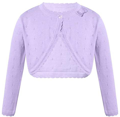iEFiEL Bambina Bolero a Manica Lunga Neonata Cardigan Elegante con Bottone Coprispalle in Cotone Autunno Abito da Cerimonia Sera Battesimo Giacca Corta Wedding Nozze Purple 1-2 Anni