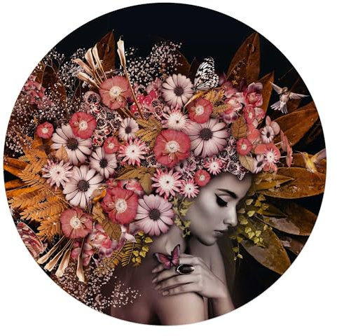 REINDERS Glasbild, Blumenreichtum, Schlafzimmer, Poster, Wanddeko, Glasbilder, Glas, Rosa, Ø 70cm