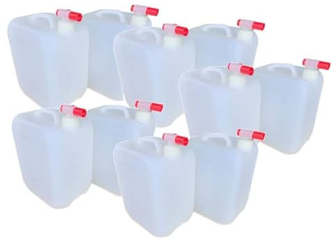 Set da 10 taniche da 5 litri, per uso alimentare e 10 rubinetti