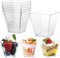 Yeehliny 50 Stück Dessertgläser Plastik Dessertschalen Klare Plastik Desserttasse Quadratische Dessertbecher Trapezoid Becher Plastikschalen für Dessert Pudding Mousse Party (Klare)