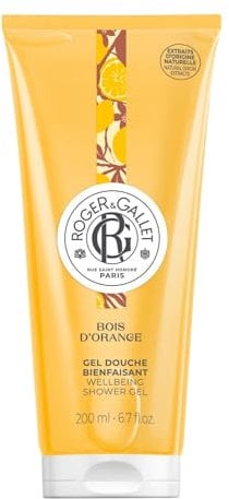 Roger&Gallet - Gel Douche Bienfaisant Bois d'Orange 200ml - Aloe Vera - Base lavante 100% d'origine végétale - Mousse Onctueuse