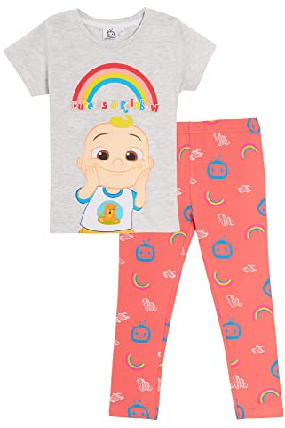 CoComelon Girls T-Shirt and Leggings Set Kids JJ Rainbow Daywear Matching Top + Bottoms Outfit
