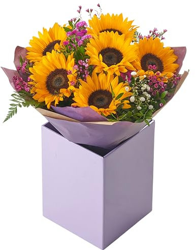 Stunning Sunflower Bouquet - Fresh Flowers | Beautiful for Birthdays, Anniversaries, Delivered in Gift Box, Vase arrangement, Festive Occasion, Summer floral, Get well and Thank-you,