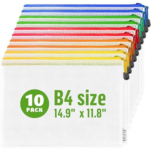 Große Netzbeutel mit Reißverschluss, B4 (30,5 x 38,1 cm), Netztaschen mit Reißverschluss für die Organisation von Brettspielen, Puzzle, Schule, Lehrer, Klassenzimmer, Organisation,