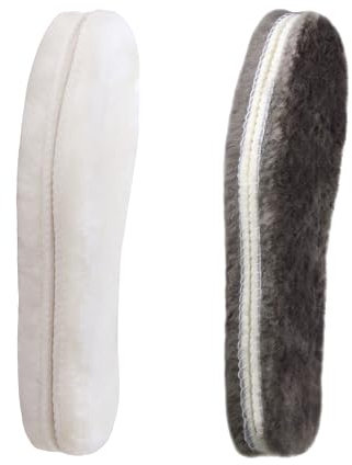 CCSOFTIME 2 Paar Lammfell Einlegesohlen Winter Warm Einlagen für Damen und Herren,Echte Lammfellsohlen Dicke Schafwolle Schuheinlagen für Arbeitsschuhe und Stiefel,Weiß Grau 44EU