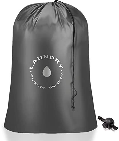 Romon Sac à Linge Sale Voyage,Pliable Sac de Rangement Cordon,Grands Sacs de Blanchisserie Linge Pliables, Avec Cordon de Serrage - Gris 60 * 85cm
