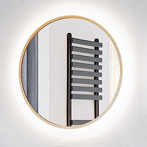Lomadox Badezimmer LED Spiegel, rund, 80cm Durchmesser, in Gold, B/H/T ca. 80/80/3,5 cm