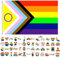 GoldRock Progress Pride - Set bandiera arcobaleno 150 x 90 cm + 50 adesivi LGBTQ – Lesbian, Gay, Joint-Pride bandiera arcobaleno con 2 occhielli in ottone