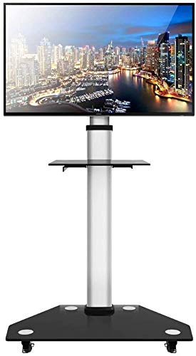 TV Mount Tall Mobile TV Stand with Storage,Universal Heavy Duty Rolling Trolley Mount TV Stand for 30-80 Flat Screen TVs,for Corner Living Room Conference Rooms