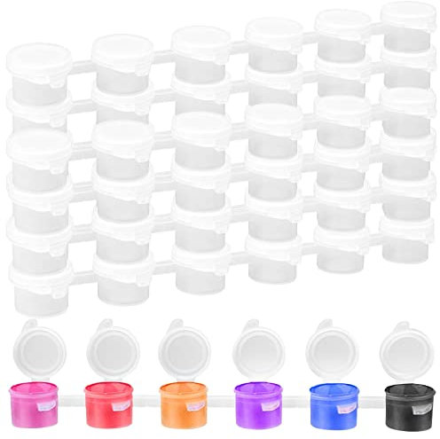 JEUIHAU 100 Strips 3ml Paint Pot Strips, 600 Pots Mini Empty Paint Cups with lids Clear Paint Pots Small Plastic Paint Container for Arts, Crafts Paint, Art Festivals, Summer Camps