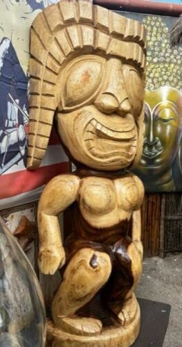 Little-Big-Horn Inka/Maya Statue Dekoration Skulptur Höhe: 1 Meter Breite: 0,40 Meter Totempfahl Albesia Holz Wooden Decoration Statue Skulptur Garten-Haus Deko