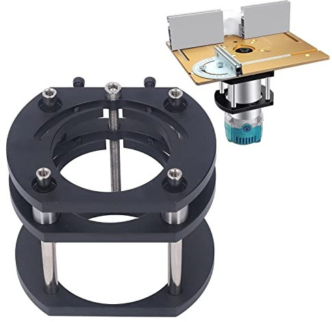 ViaGasaFamido Router Lift 4-Backen-Hebebühne Klemm-Frästisch-Hebesystem Oberfräse Tisch Hebesystem Basis Gravur DIY Werkzeuge für Motoren mit 64-66mm Durchmesser