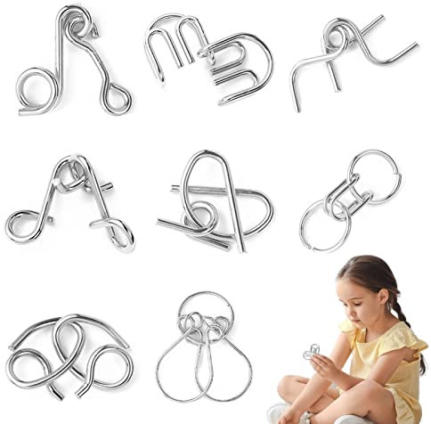 Rianpesn Rompecabezas Alambre Metal, Brain Teaser IQ Test Disentanglemen Iron Link Unlock Interlock Game, Rompecabezas Alambre Metal Desbloqueo Juego Enclavamiento Lógica