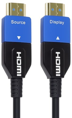 PremiumCord 8K Cavo in Fibra Ottica HDMI 2.1, Velocità Ultra Elevata 48 Gbit/s, 3D, EDID, ARC, HDR, Risoluzione 8K@60Hz 4320p, 4K@120Hz, Compatibile con PS5, Xbox Series X, PC, TV, Placcato Oro, 5 m