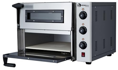 MBH – Horno WORLDMAI para pizzas profesional 2 pisos de acero inoxidable para hostelería. Horno industrial 2 pizzas x 40 cm para bar y restaurante.