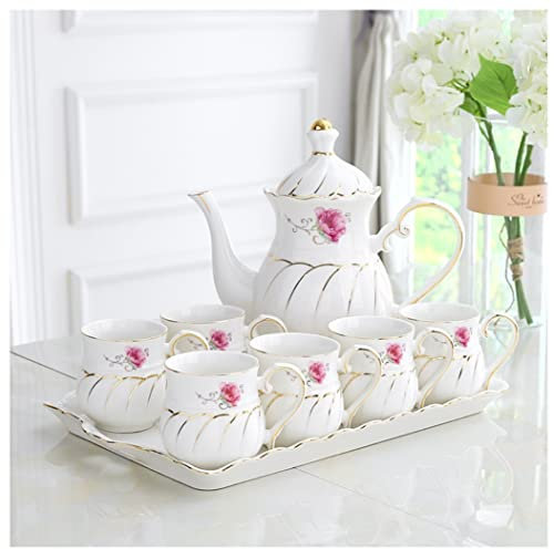 Service a The Service à Thé 8 Pièces Thé Tasse Ensemble Théière Avec 6 Tasses À Café Avec Plateau Britannique Tasses À Café Service À Thé Pour La Maison Service à Café Service Japonais ( Color : A )