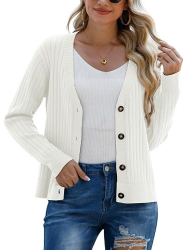 PrinStory Damen Langarm Kurz Strickjacken Für Damen Weiche Strickjacken Mit Offener Vorderseite Gestrickt Outwear (Beige, XL)