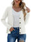 PrinStory Women's Cardigan Long Sleeve Knit Open Front Sweater Button Down Cardigan Outerwear Coat (Beige, XL)