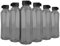 Plastic Water Bottles 6 Pack 1L Juice Bottles Reusable Smoothie Drink Bottles w/Lids Fridge Door Storage Beverage Table Water Serving Bottles Screw Cap Outdoor Sports Gym Transparent (Black-Frosted)