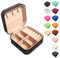Jemjosh Kleine Reise-Schmuckschatulle, tragbare Mini-Schmuckschatulle, Lederbox, Schmuck-Ring-Organizer, Aufbewahrungsbox, Geschenkboxen für Mädchen und Frauen, schwarzes und braunes Schachbrett