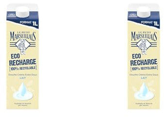 Le Petit Marseillais Eco-recharge Crème de Douche Extra Doux Lait; Recharge; 1 x 1L (l'emballage peut varier) (Lot de 2)