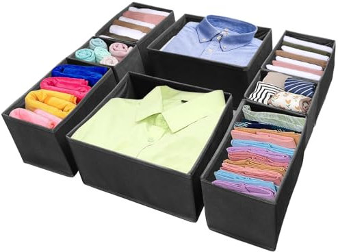 Boite Organisateur Tiroir, Organiseur à tiroirs, Lot de 8 Boite Rangement Vetement Tissu Non-Tissé, Panier Rangement Pliables, Organisateur Armoire Vetement pour Cravates Chaussettes