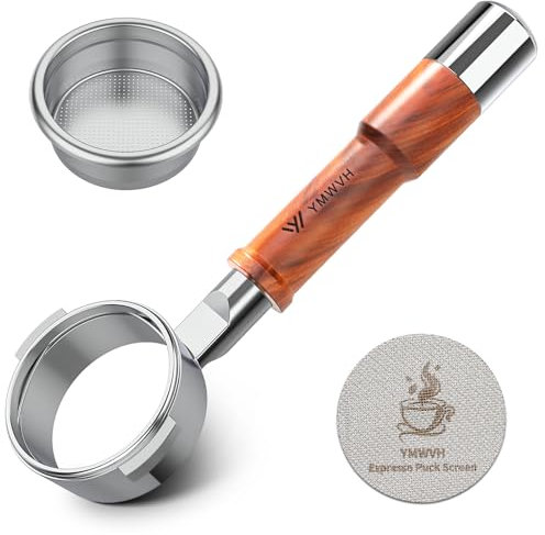 58mm Bottomless Portafilter- Nicht geeignet für E61 Gruppenköpfe -Puck Screen & Filter Basket Included Fits Breville Dual Boiler BES900XL, BES920XL, BES980XL, BES990BSS, Oracle Touch,Walnut Handle