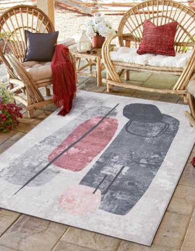 MY-RUG Outdoor Teppich wetterfest Balkon Terrasse Garten Bay 160x230cm, Maschinen waschbar bis 30Grad, Abstraktes modernes Boho Ethno Muster Design
