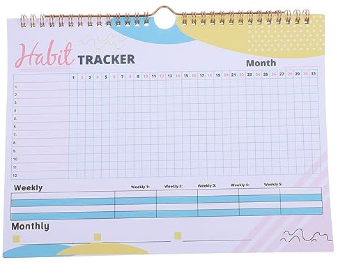FUNOMOCYA Kalender Tagebuch Monatlich Gewohnheits Tracker Trainingstagebuch Gewohnheits Tagebuch Workout Tracker Monatsplaner Undatiert Gewohnheits Tracker Ohne Datum Ziel
