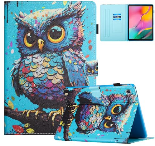 TEDTIKJT Funda para Samsung Galaxy Tab S2 9.7 2015 (SM-T810/T815) Carcasa PU Cuero Flip Protectora Cover Samsung Galaxy Tab S2 con Stand Función Lindo Animal Pintado Tabletas Funda, Búho
